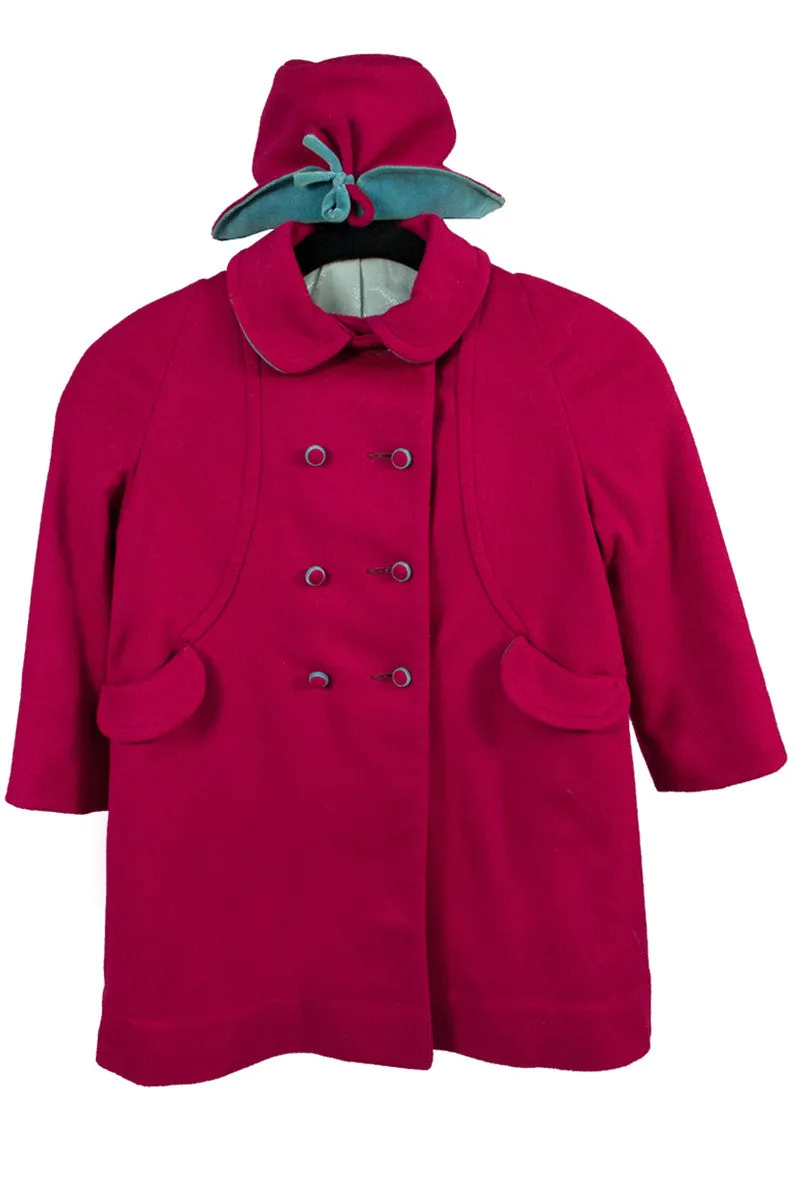 1950s Schiaparelli Vintage Childrens Pink Coat & Hat