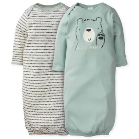 2-Pack Baby Boys Bear Gowns