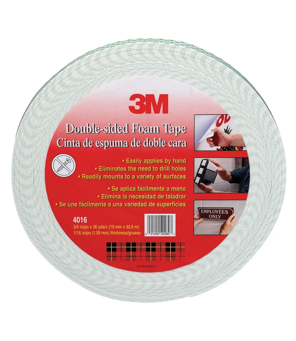 3M Double-Sided Foam Tape 36 yards long #4016 (Multiple Widths)