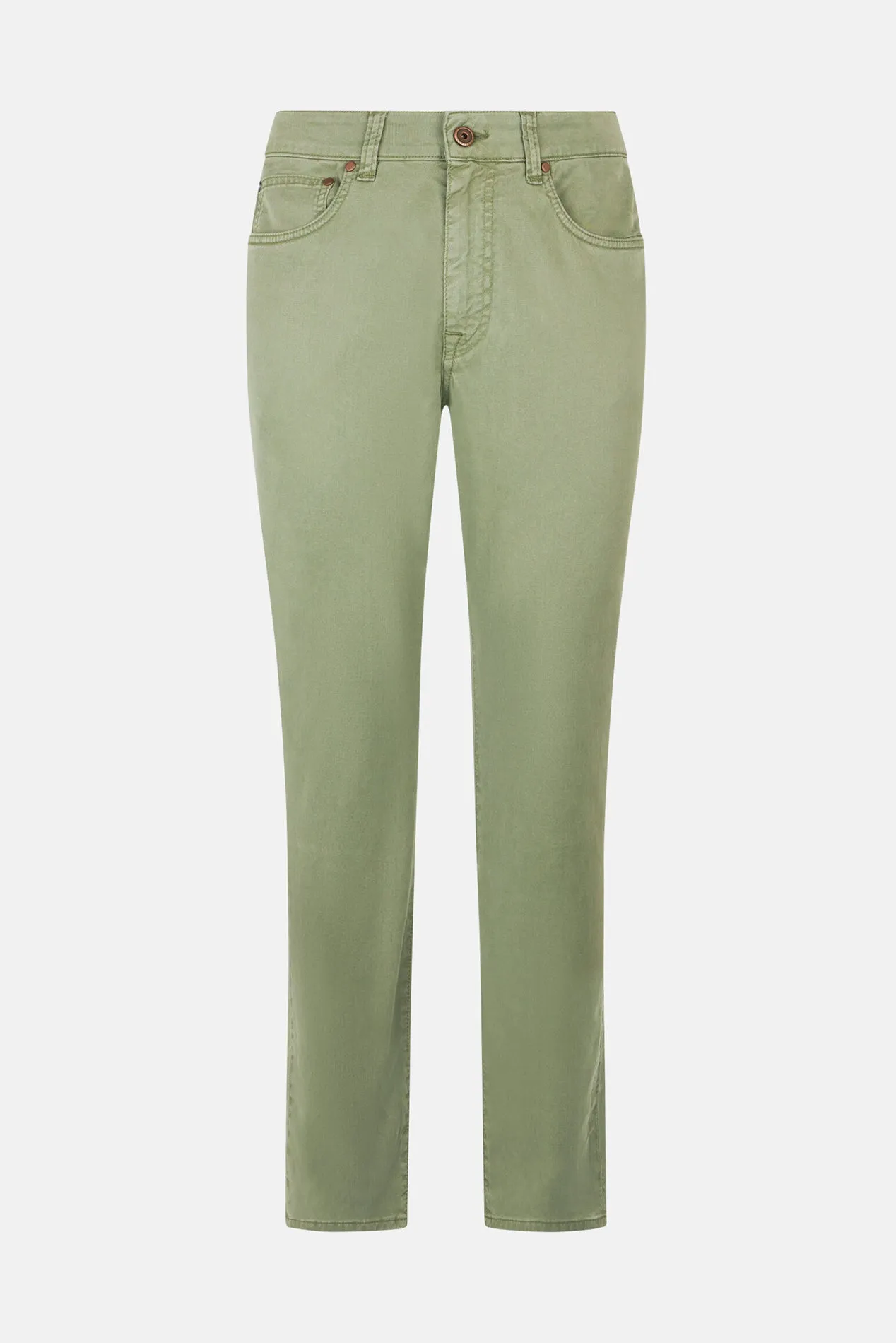 5 Pocket Cotton/Silk Trouser Olive