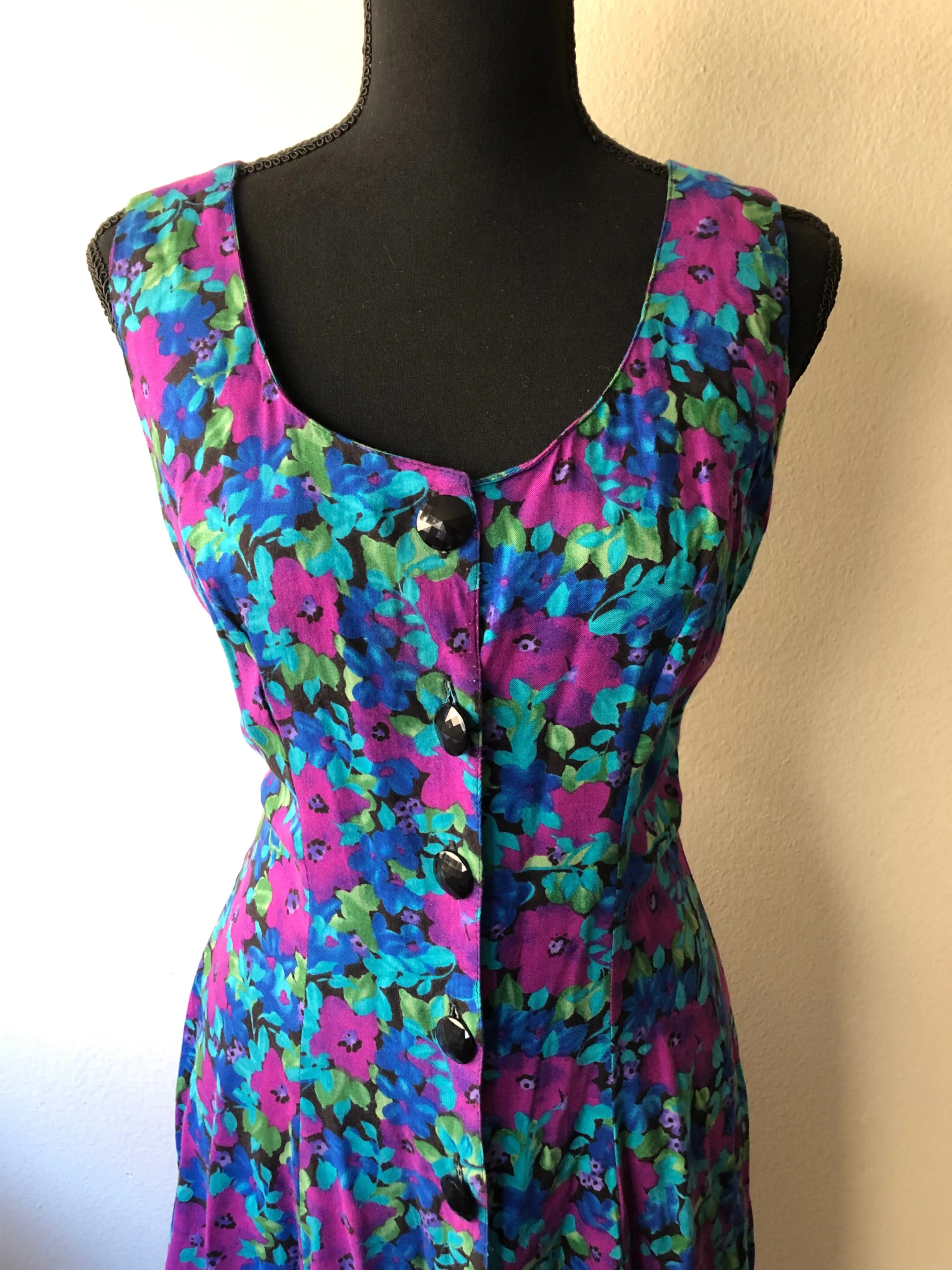 '90s Grunge Floral Sleeveless Dress by Joni Blair