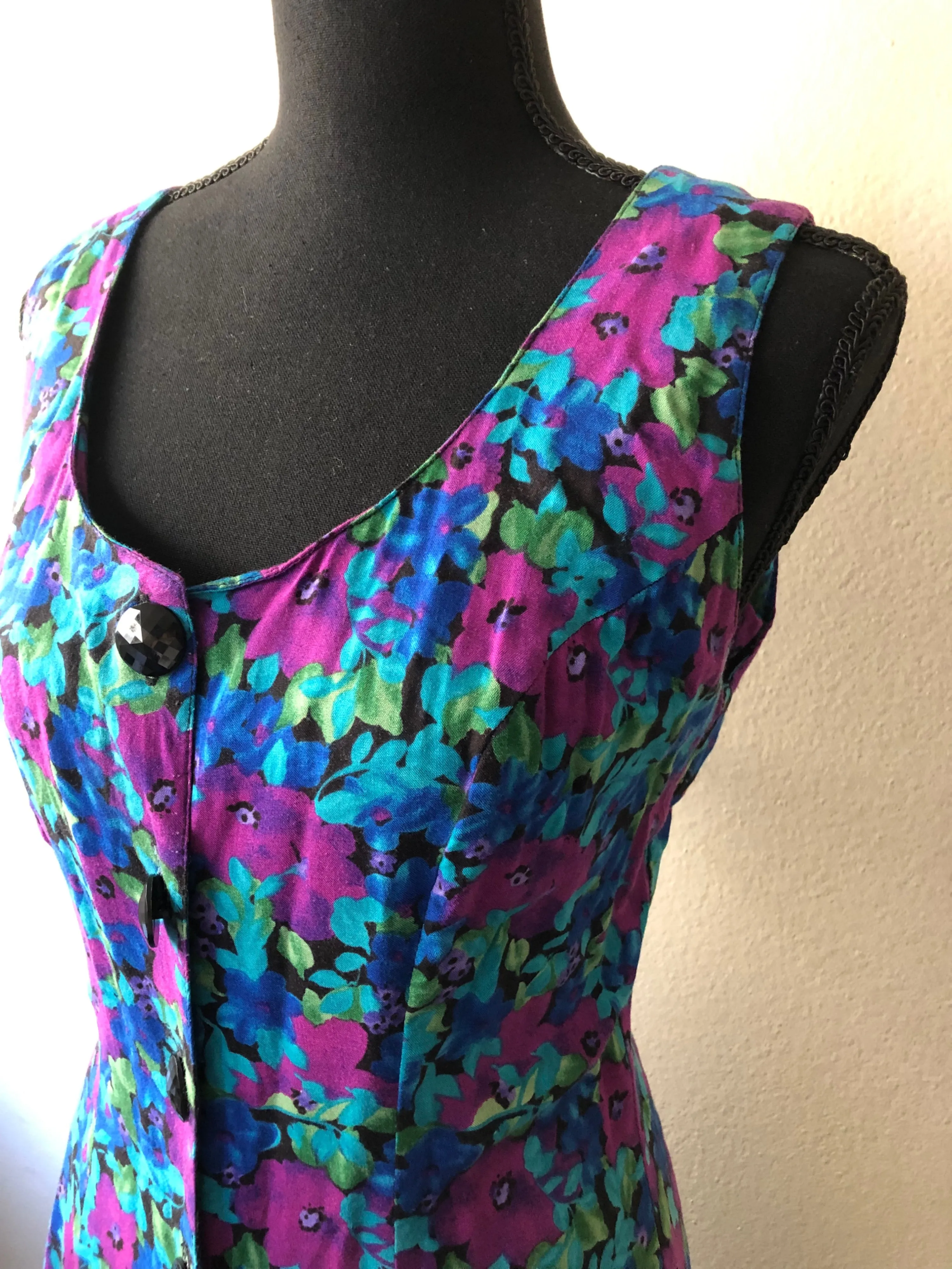 '90s Grunge Floral Sleeveless Dress by Joni Blair