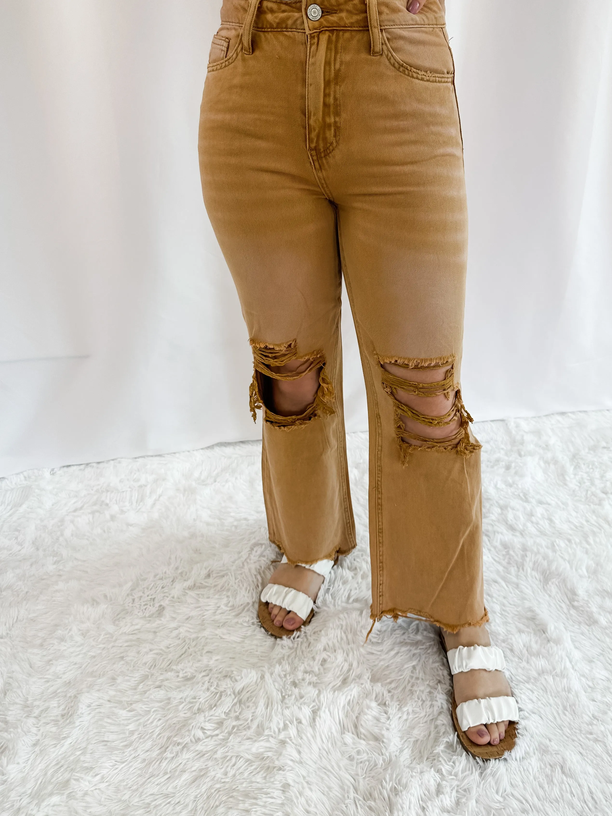 90's Vintage Crop Flare Jeans