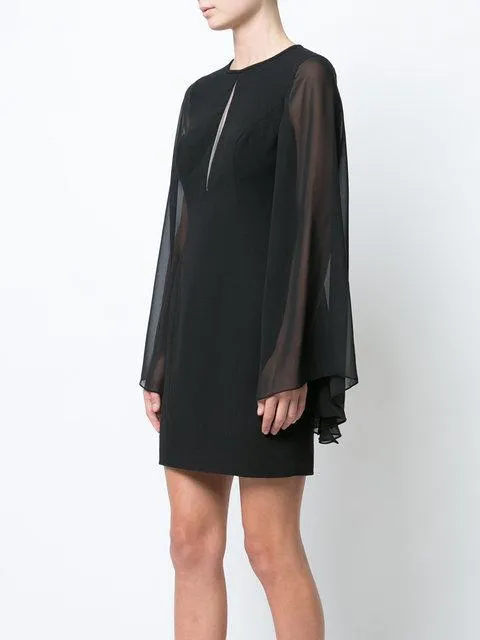 Aidan Mattox - MN1E201304 Sheer Long Sleeve Jewel Sheath Dress