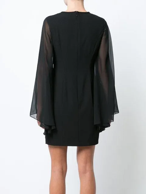 Aidan Mattox - MN1E201304 Sheer Long Sleeve Jewel Sheath Dress