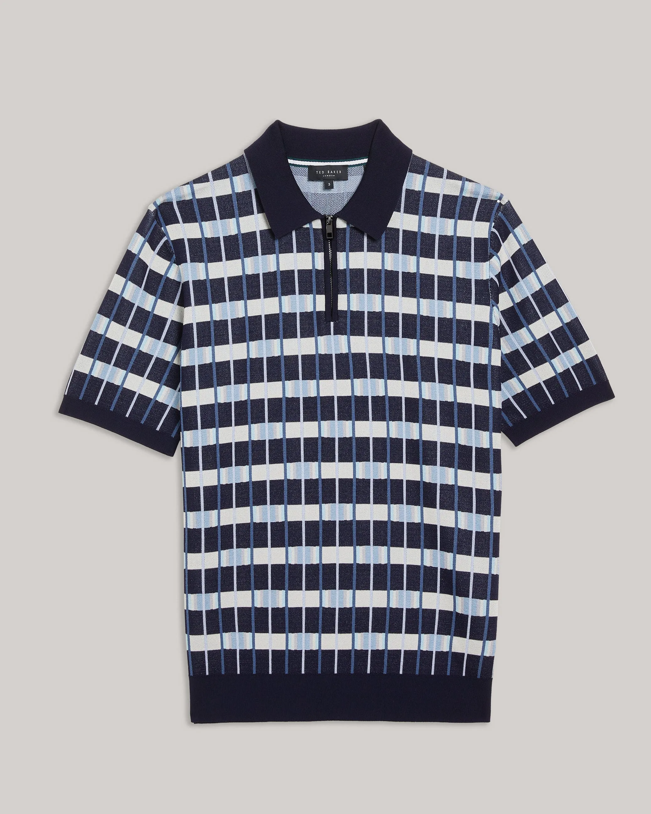 Airon Ss Regular Zip Neck Jacquard Polo Navy