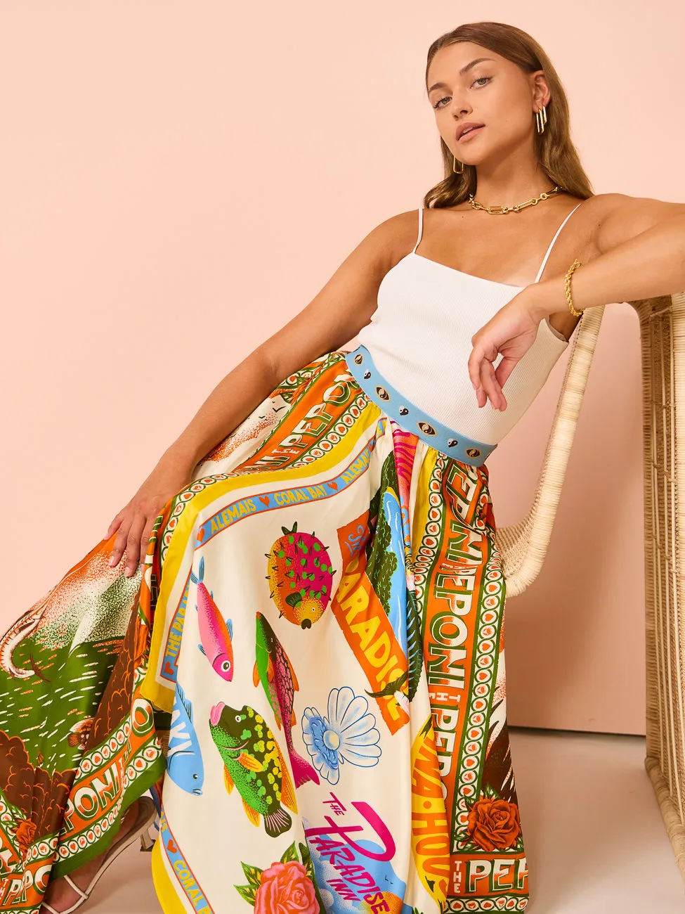 Alemais Paradiso Silk Skirt in Multi