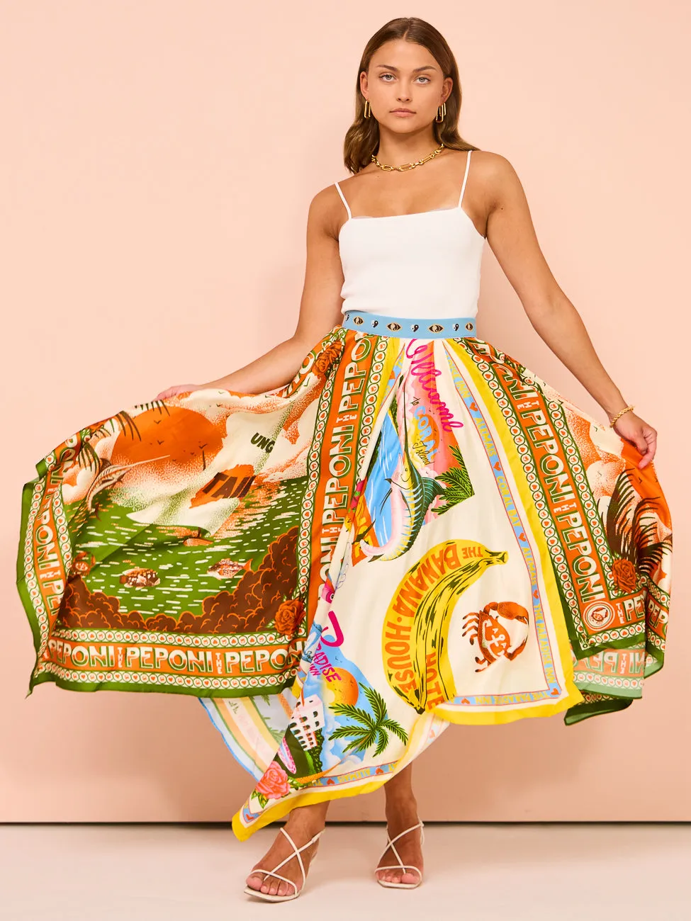 Alemais Paradiso Silk Skirt in Multi