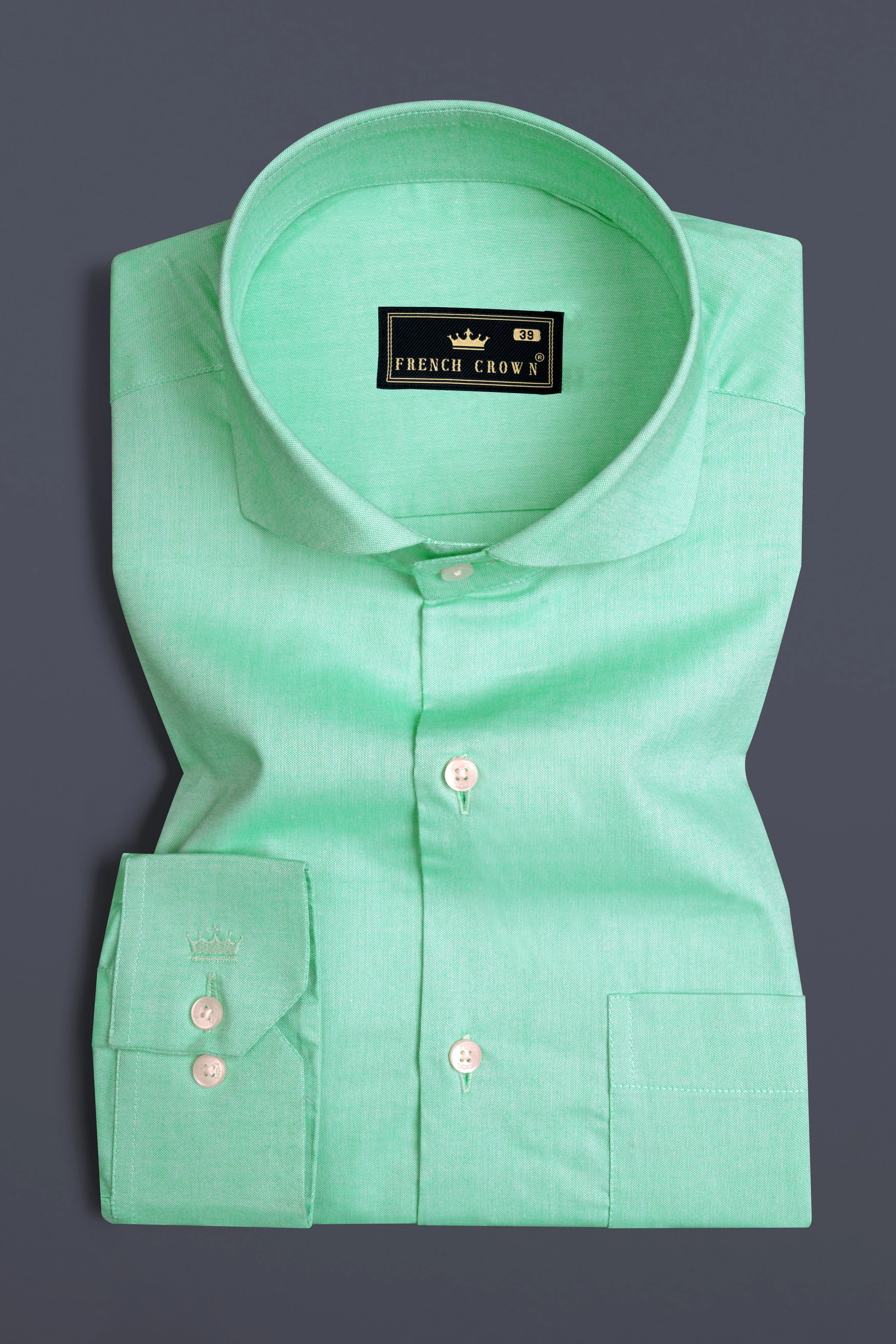 Algae Green Solid Royal Oxford Shirt