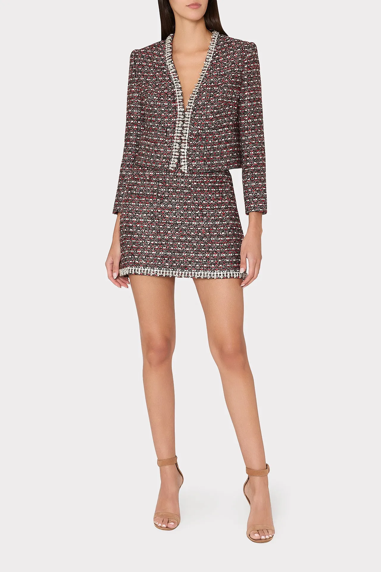 Amaya Tweed Crystal Embellished Jacket