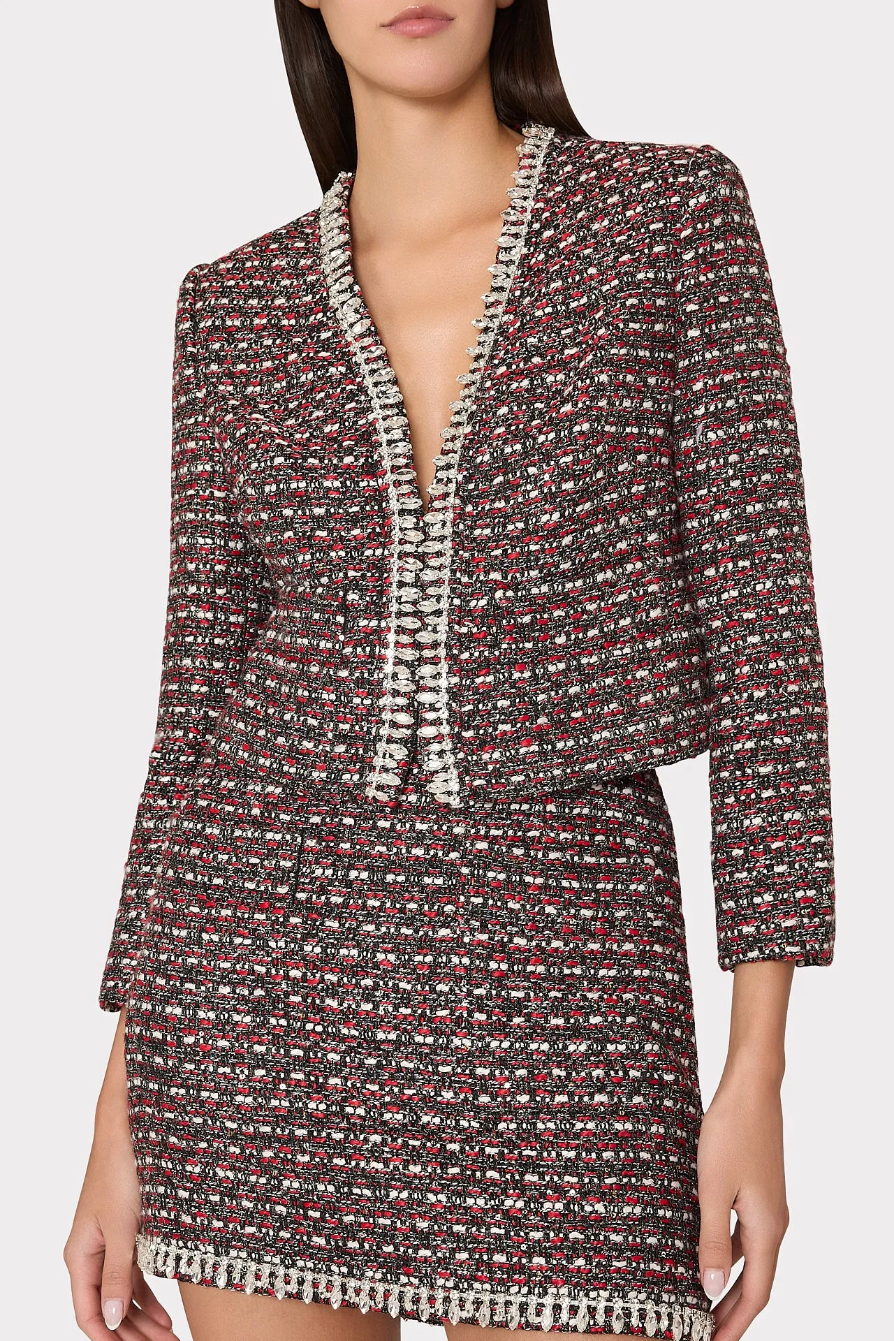 Amaya Tweed Crystal Embellished Jacket