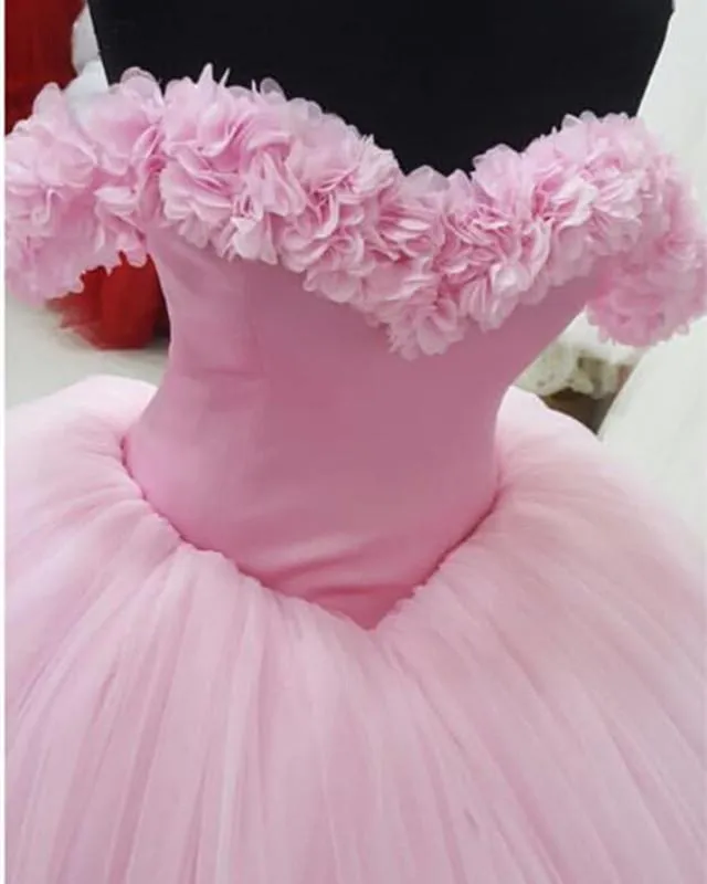 Amazing Pink Tulle Ball Gown Flower Dresses For Wedding Photography