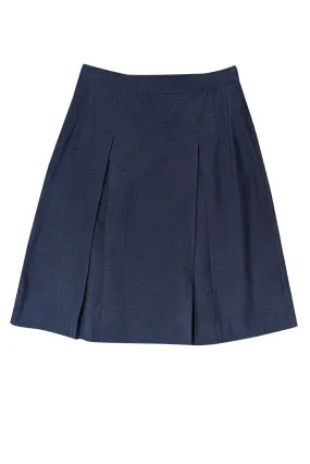 A.P.C. - Navy Polka Dot Silk Pleated Skirt Sz 0