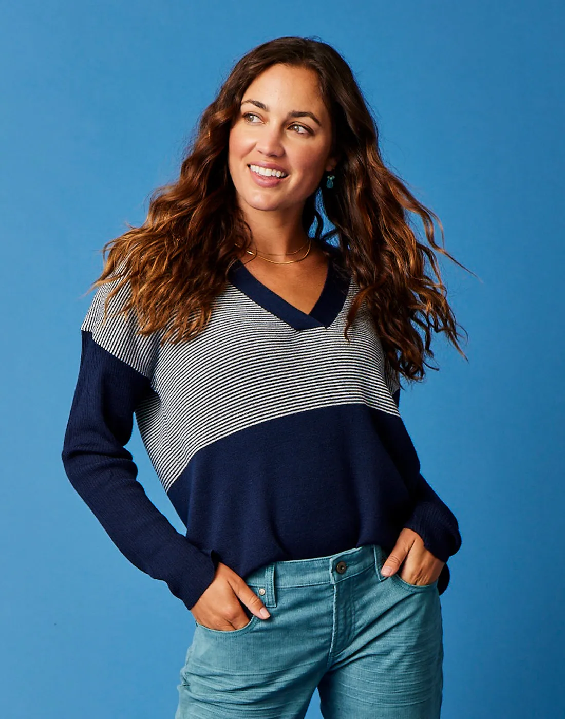 Aurora Sweater: Navy Mini Stripe - FINAL SALE