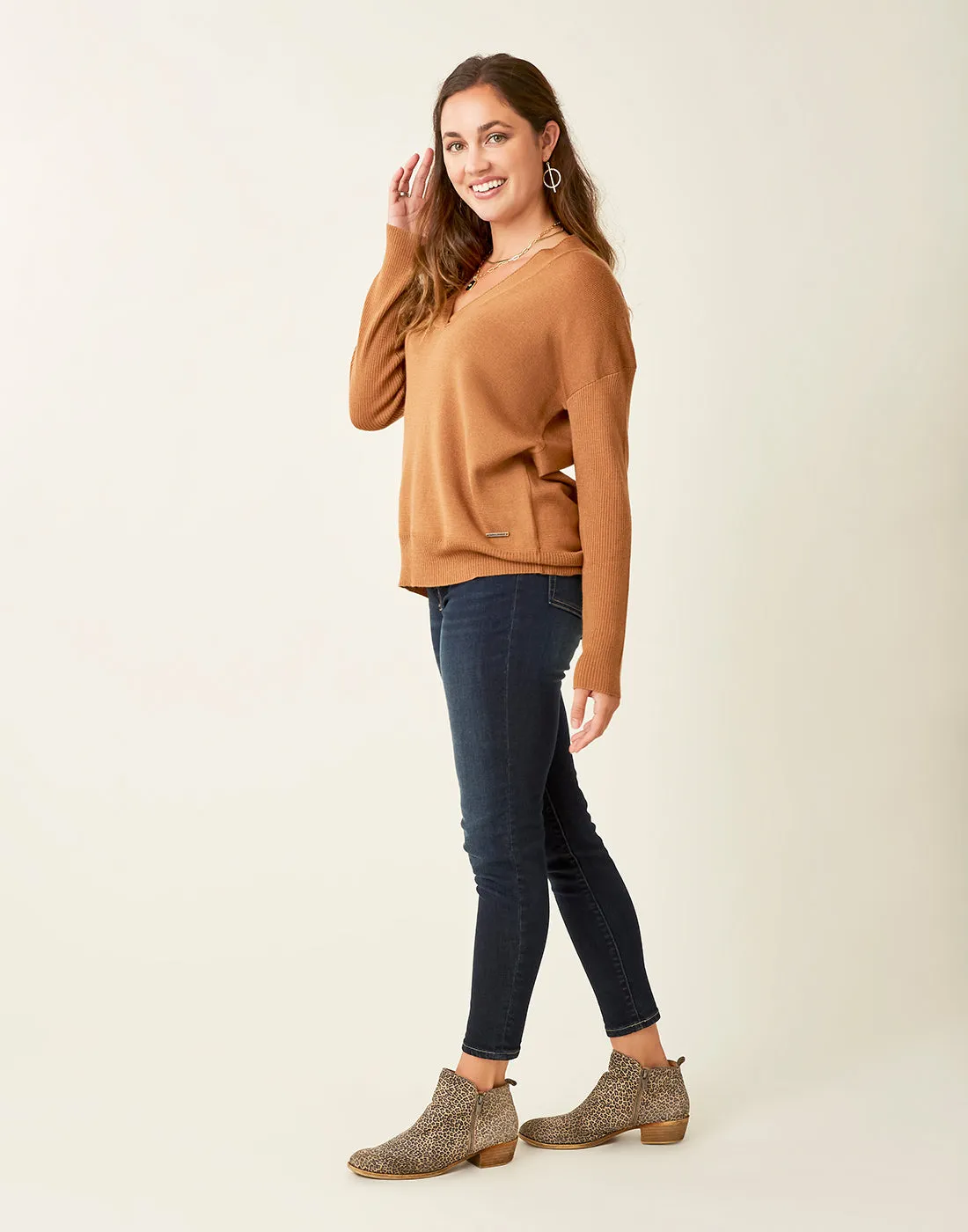 Aurora Sweater: Saddle - FINAL SALE