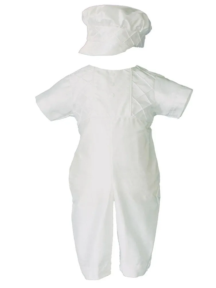 Baby Boys White Pin Tuck Captain Hat Christening Outfit 0-12M