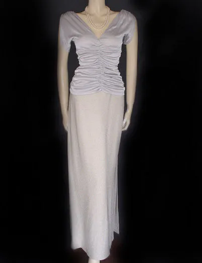 *BEAUTIFUL ST. JOHN EVENING BY MARIE GRAY SPARKLING PLATINUM SILVER EVENING SKIRT