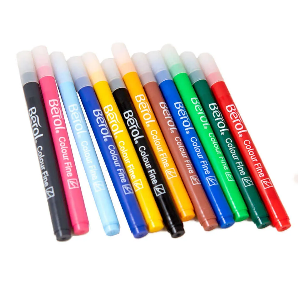 Berol Colourfine Felt Pen Set of 12 Assorted