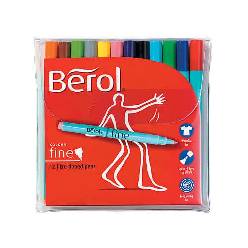 Berol Colourfine Felt Pen Set of 12 Assorted