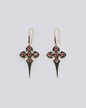 Black Ruby Dagger Earrings