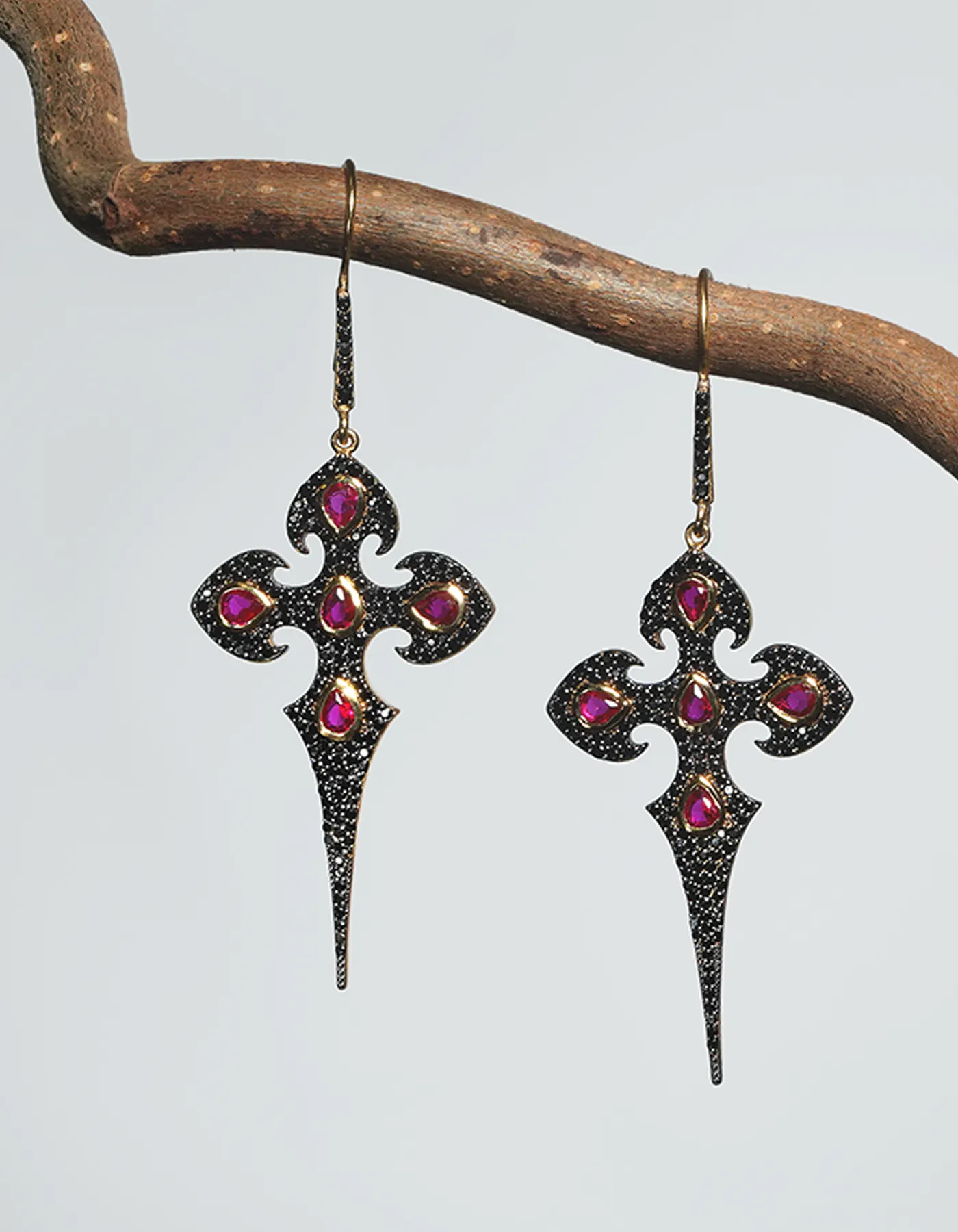 Black Ruby Dagger Earrings