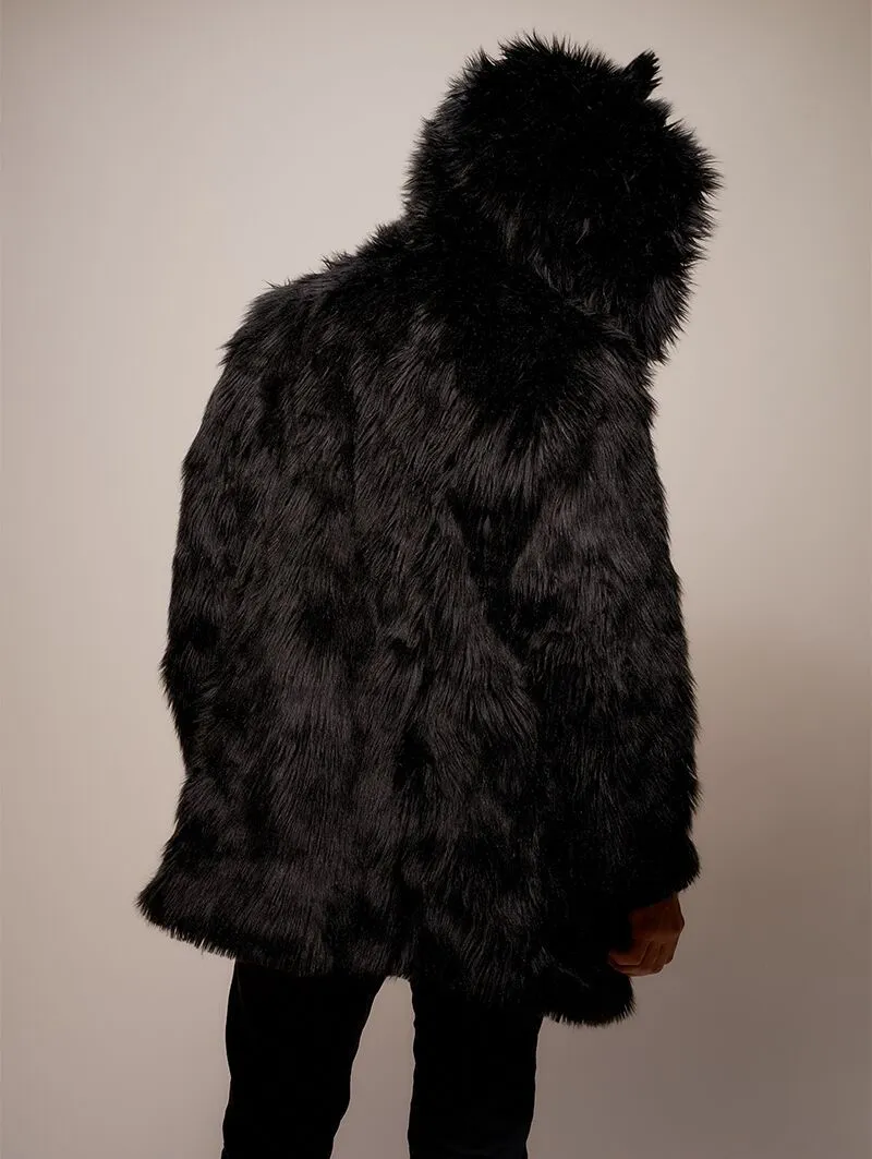 Black Wolf Galaxy Faux Fur Coat