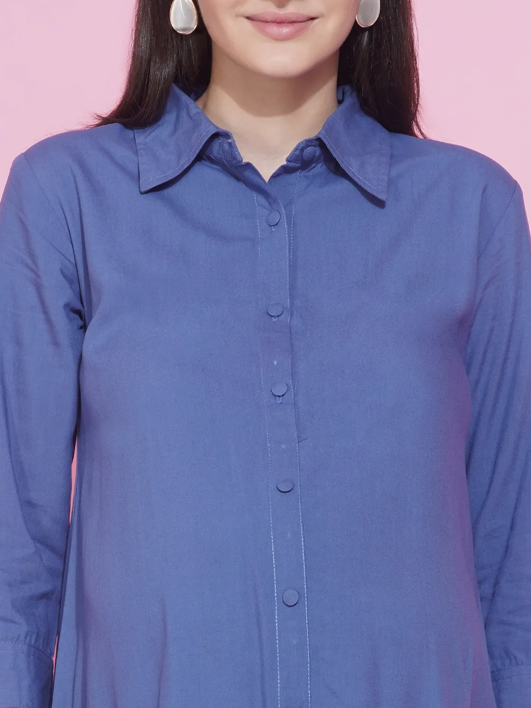 Blue Collar Shirt Maternity and Nursing Midi dress