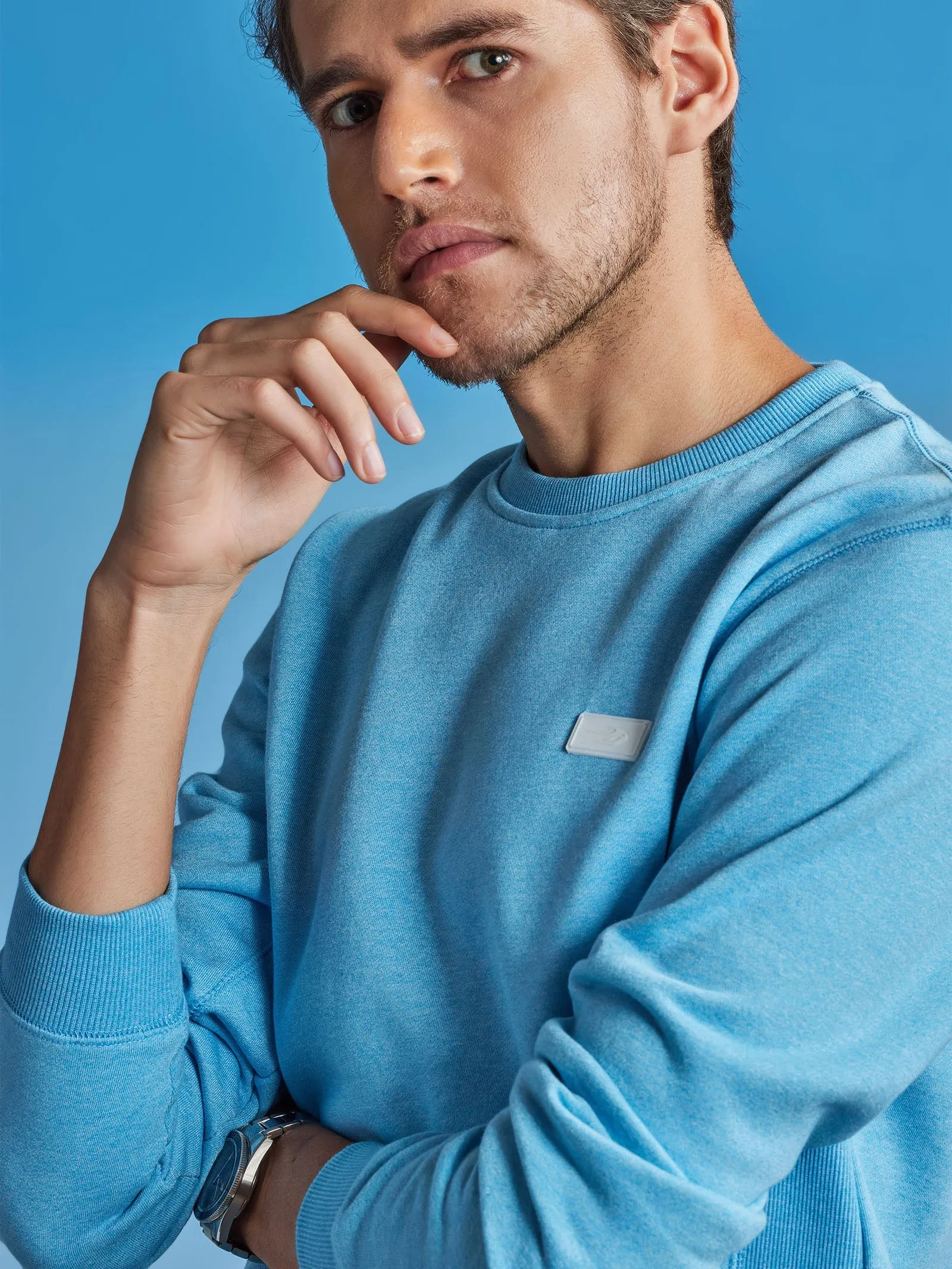 Blue Fleece Crew Neck Sweatshirt