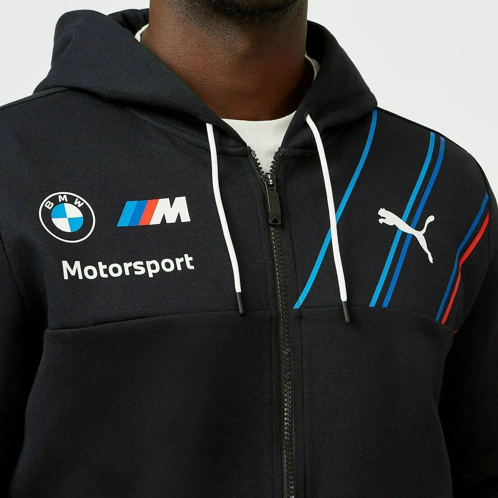 BMW Motorsports Men's Team Full Zip Hooded Sweatshirt- Gray