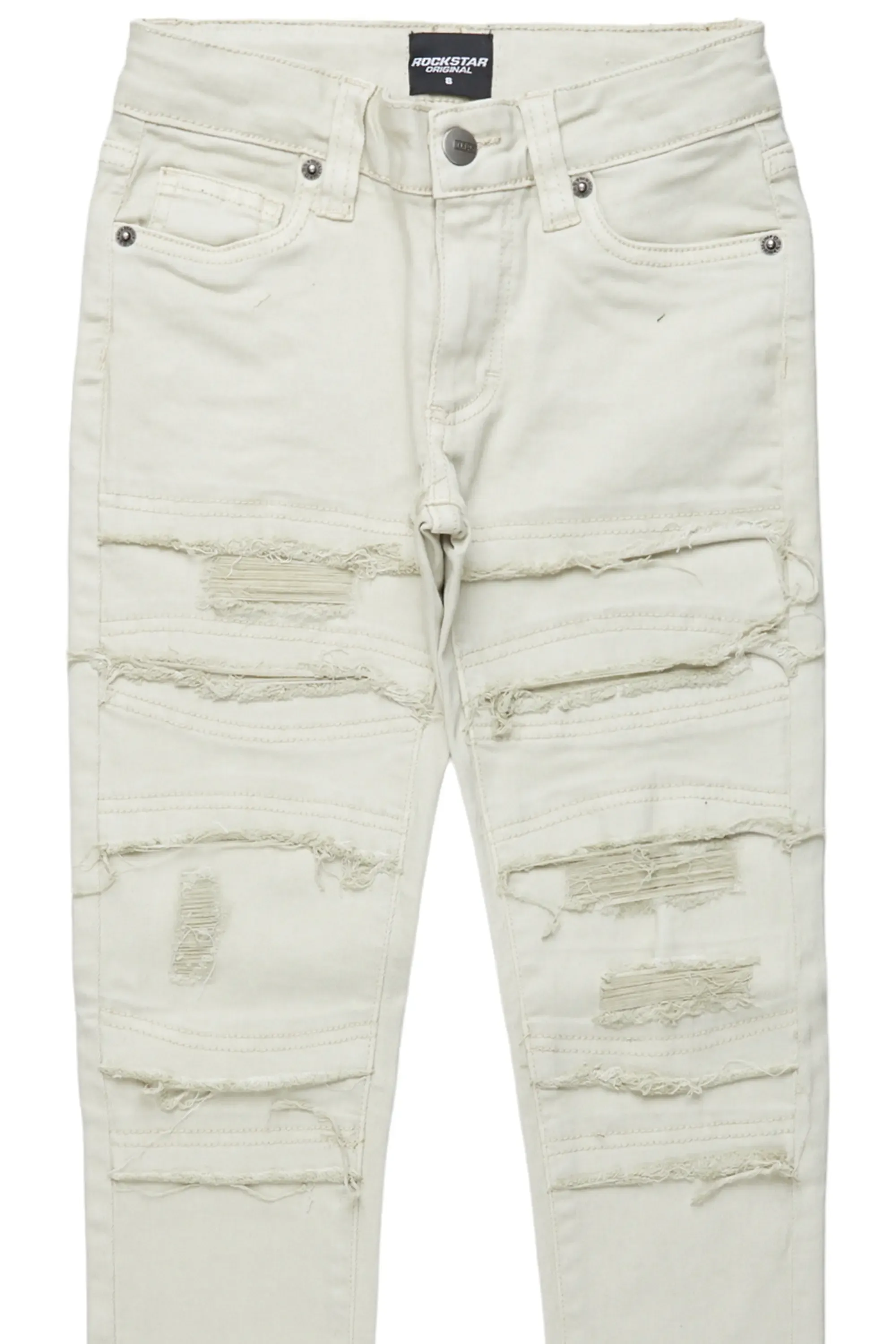 Boys Bolko Beige Frayed Slim Fit Jean