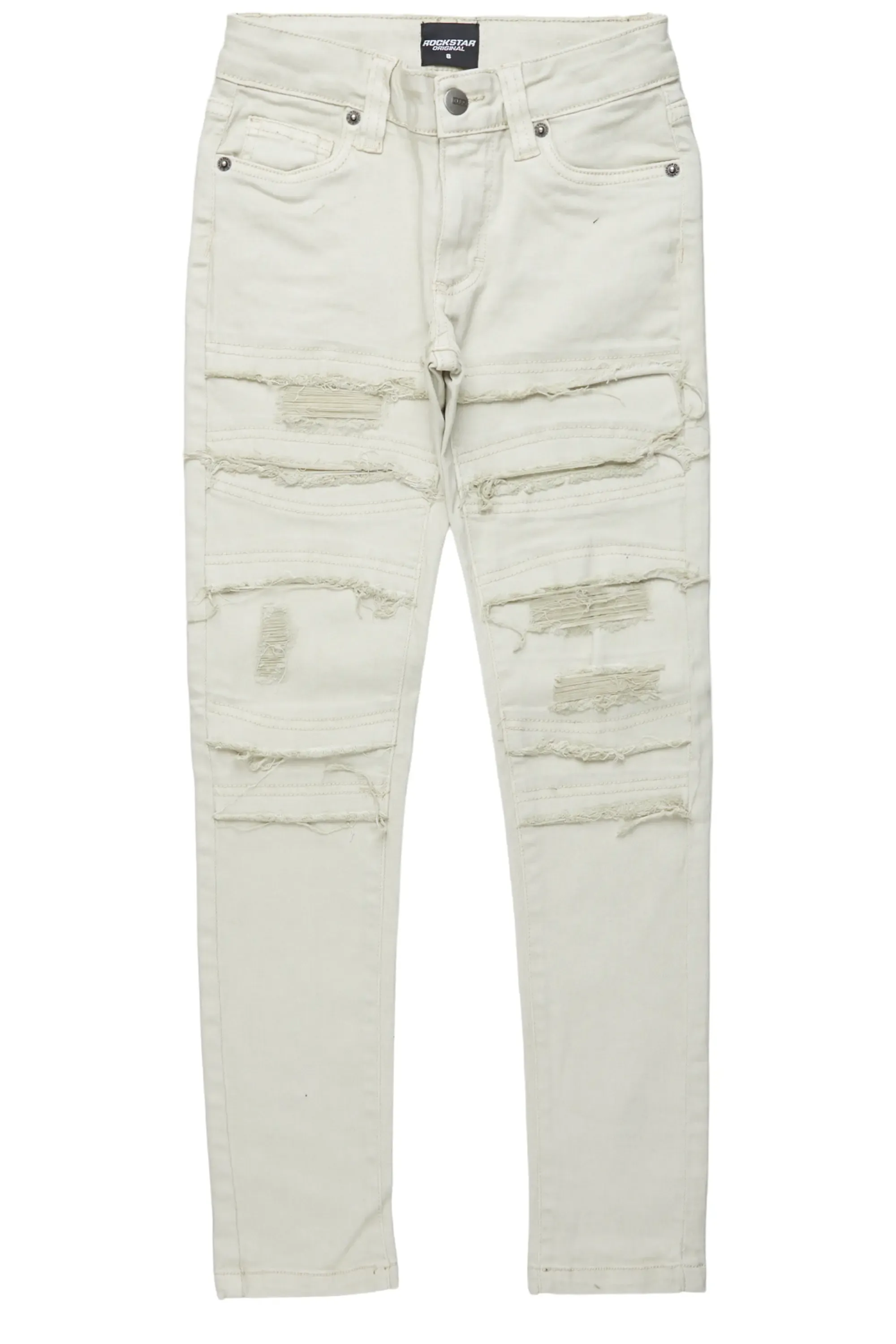 Boys Bolko Beige Frayed Slim Fit Jean