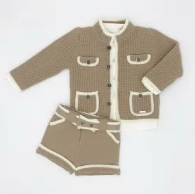 Boys Camel and Cream Knit Set