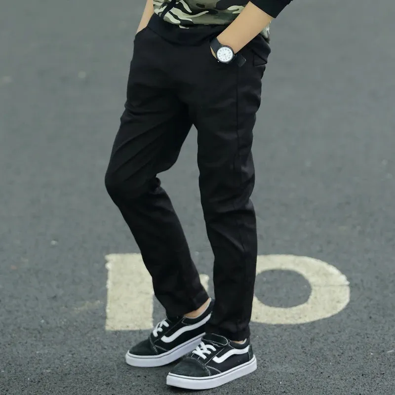 Boys Spring Black 7-16yo Pencil Pants