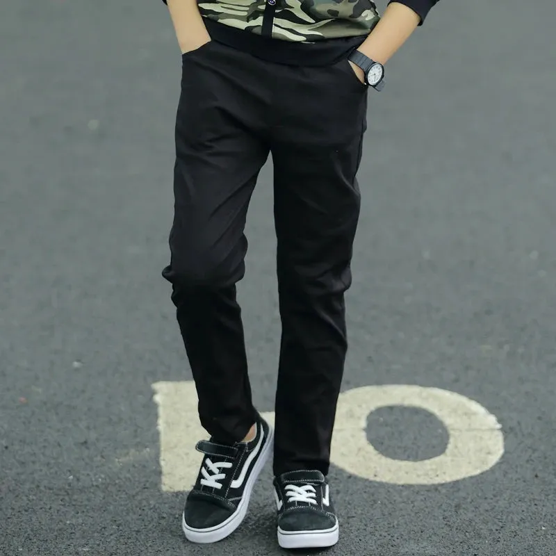 Boys Spring Black 7-16yo Pencil Pants