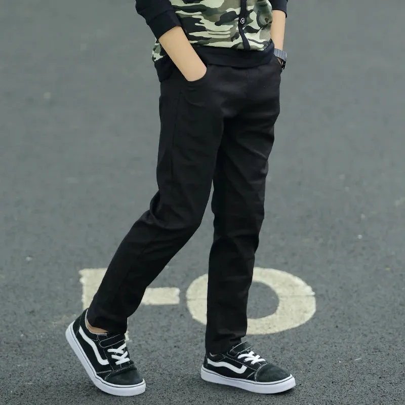 Boys Spring Black 7-16yo Pencil Pants