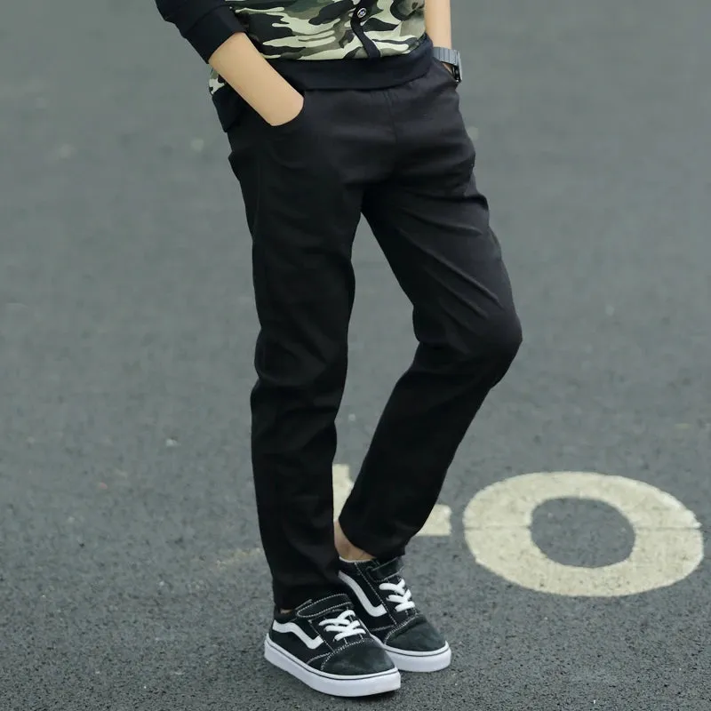 Boys Spring Black 7-16yo Pencil Pants