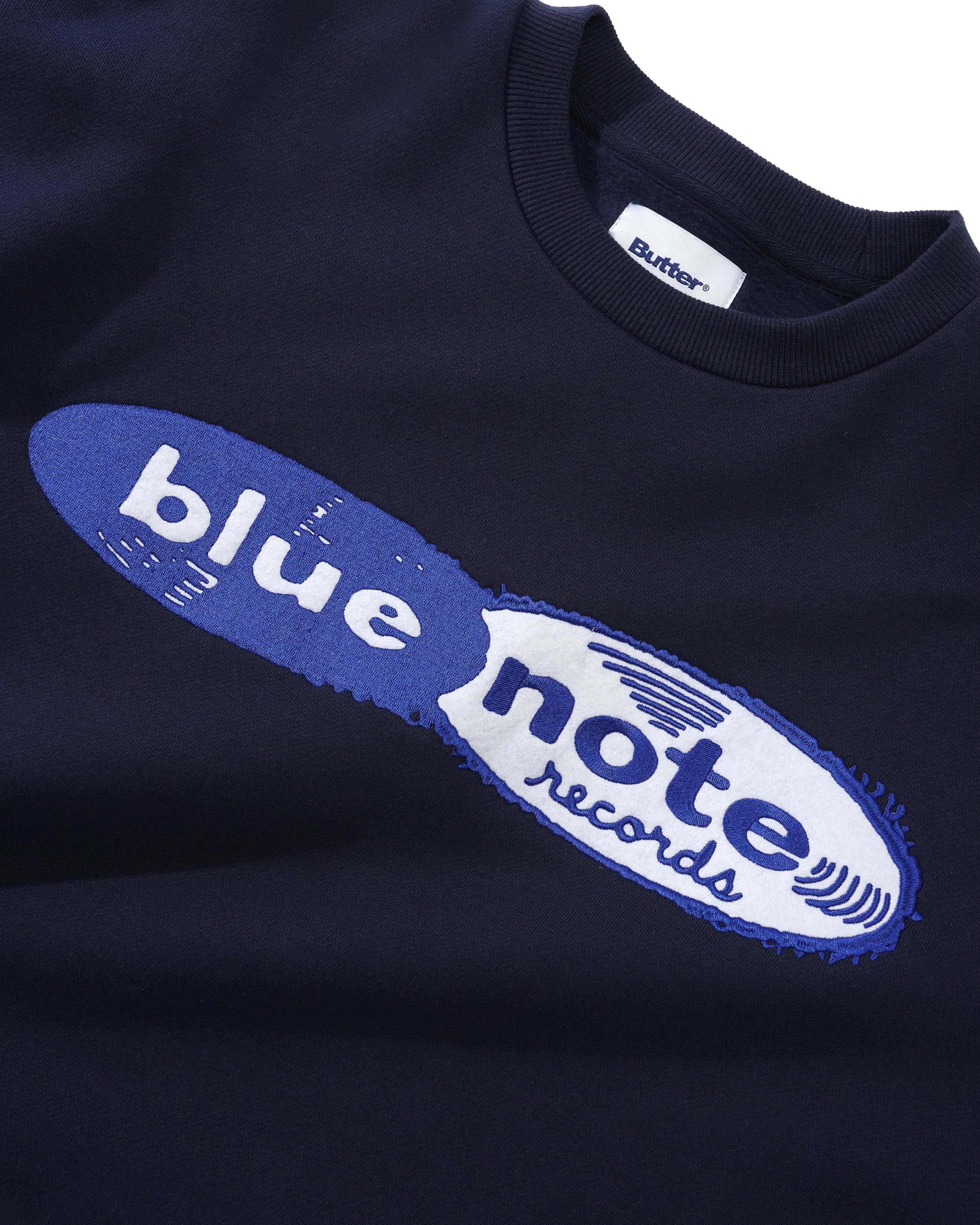 Butter Goods x Blue Note Records Logo Felt Applique Crewneck - Navy