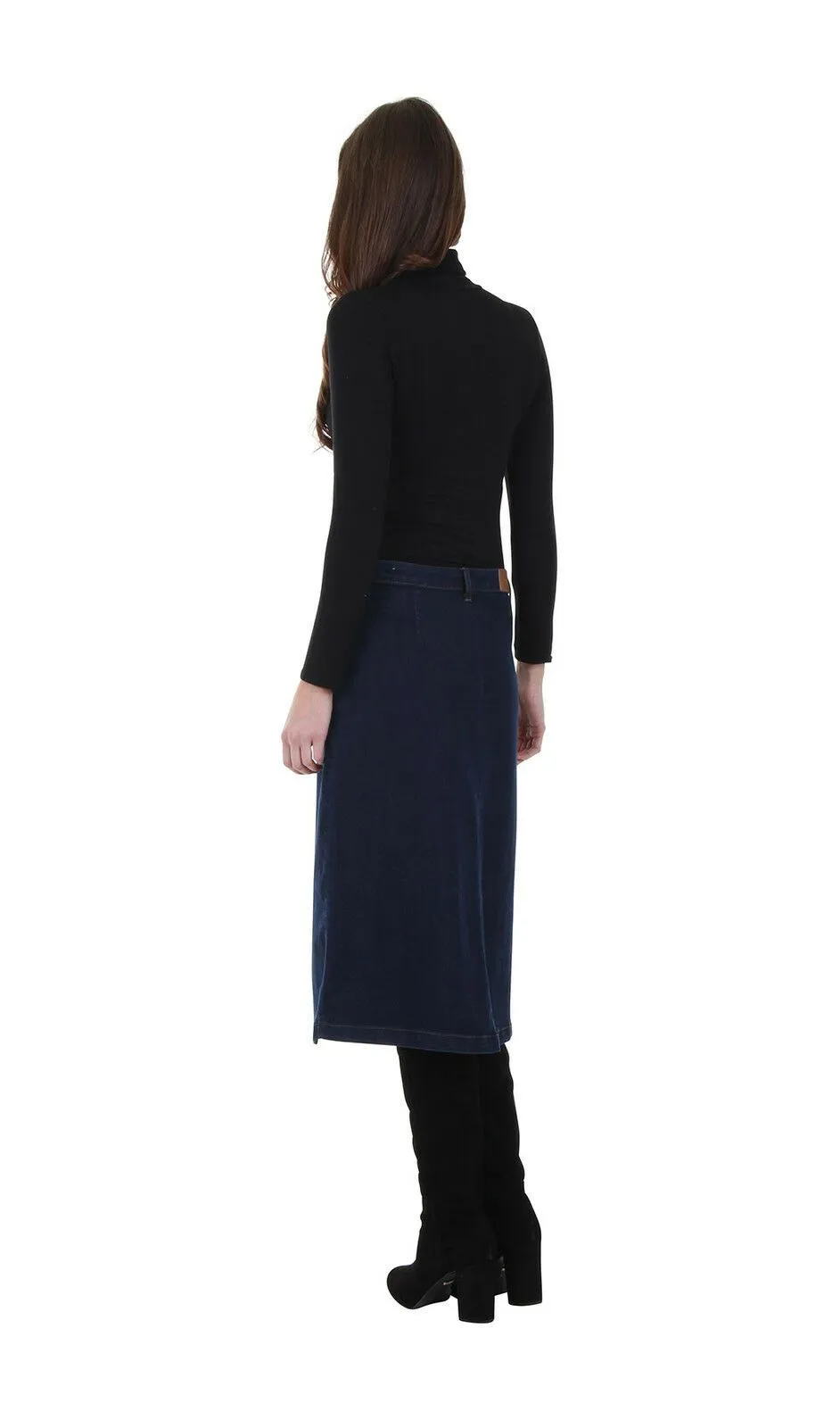 Button Front Denim Midi Skirt - Size 8 only