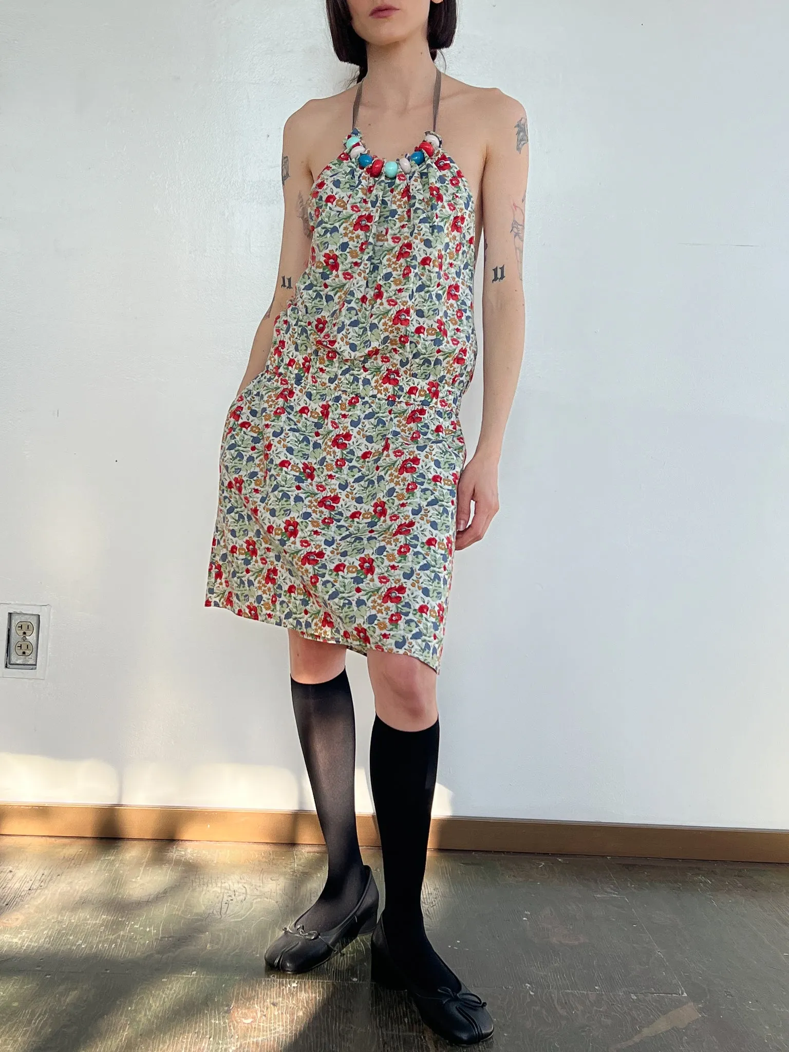 Cacharel Beaded Collar Floral Sundress (M)