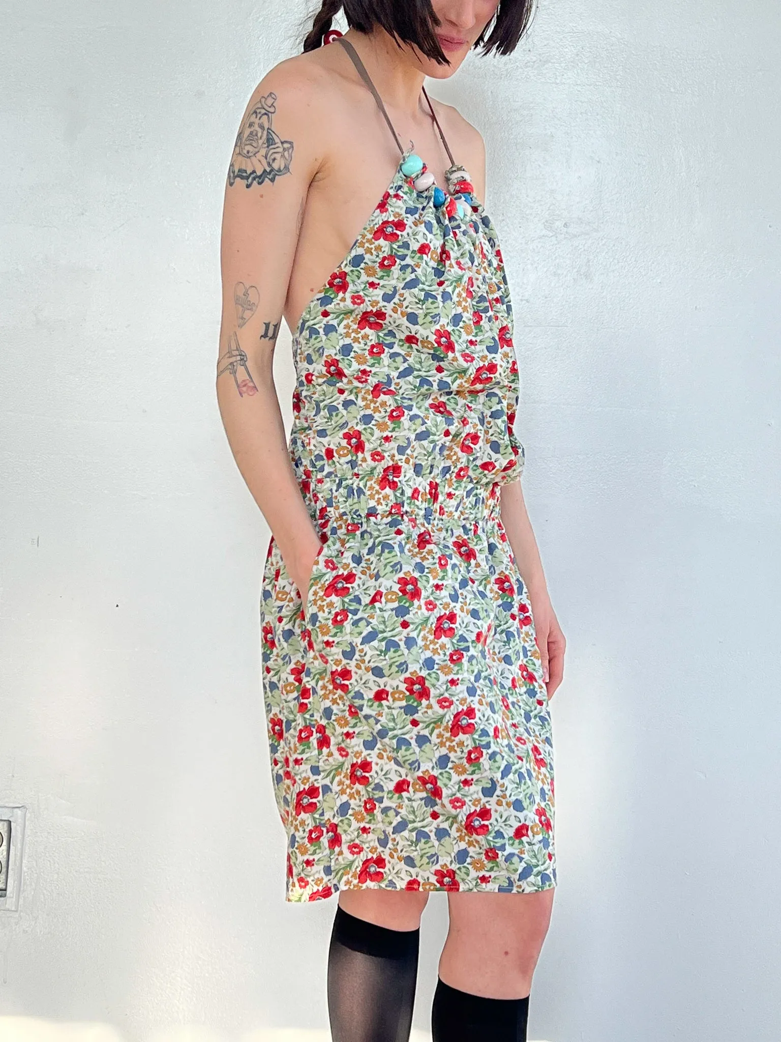 Cacharel Beaded Collar Floral Sundress (M)