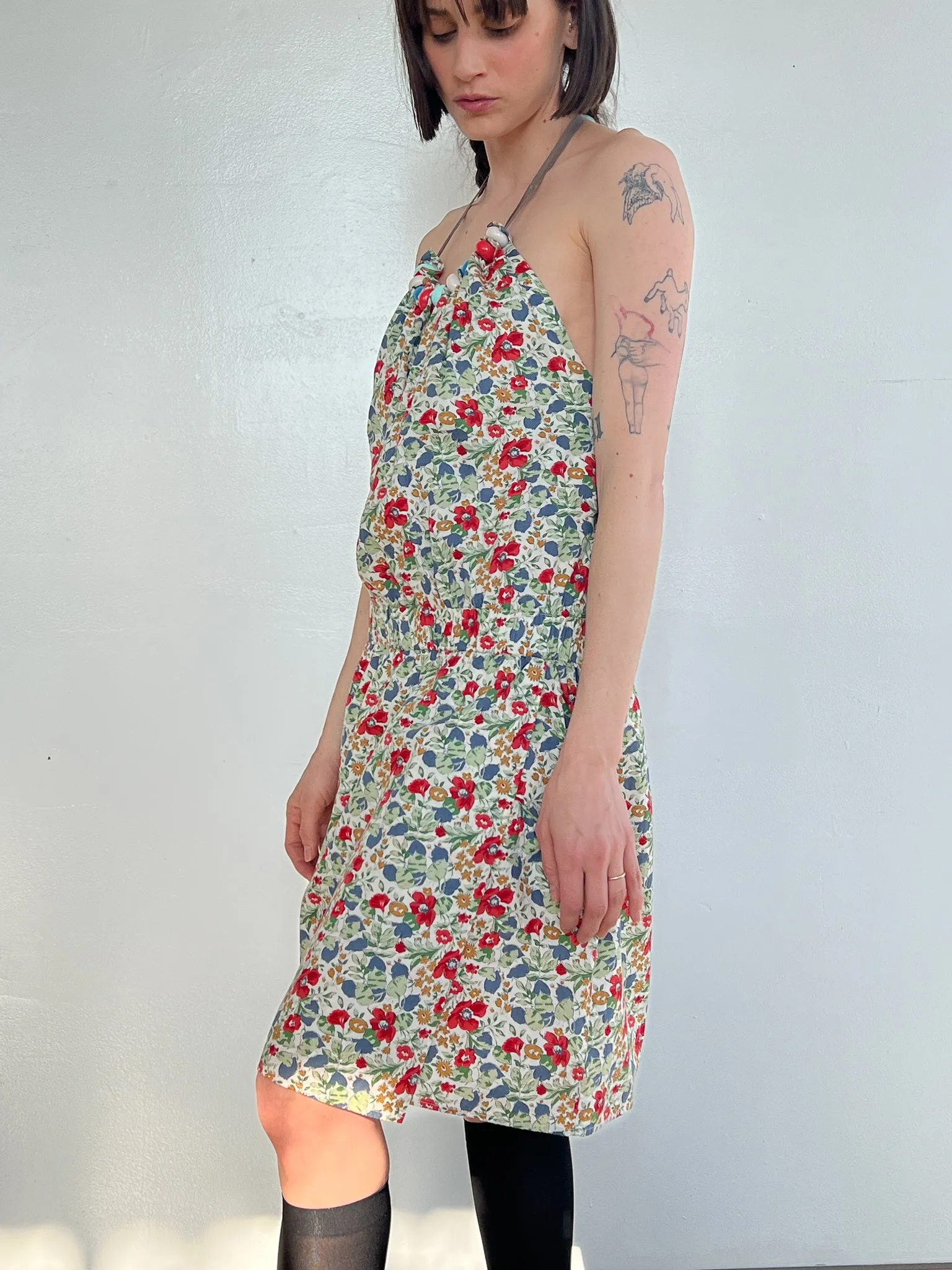 Cacharel Beaded Collar Floral Sundress (M)