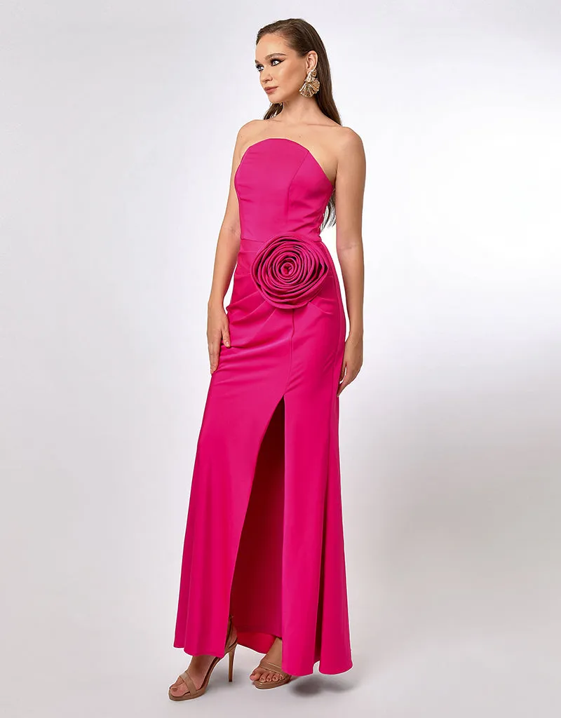 CALLIE STRAPLESS ROSETTE MAXI BL70D15L