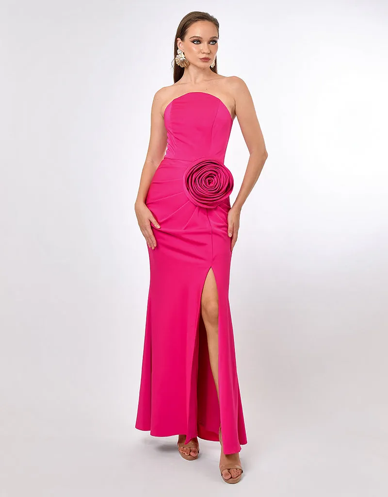 CALLIE STRAPLESS ROSETTE MAXI BL70D15L