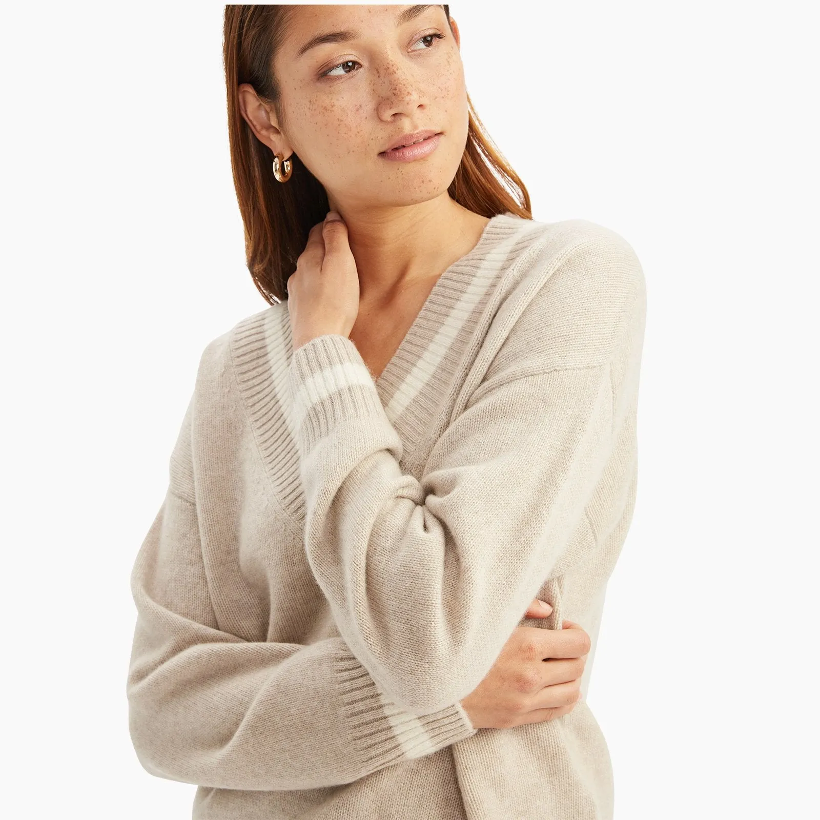 Cashmere Varsity V-Neck Sweater