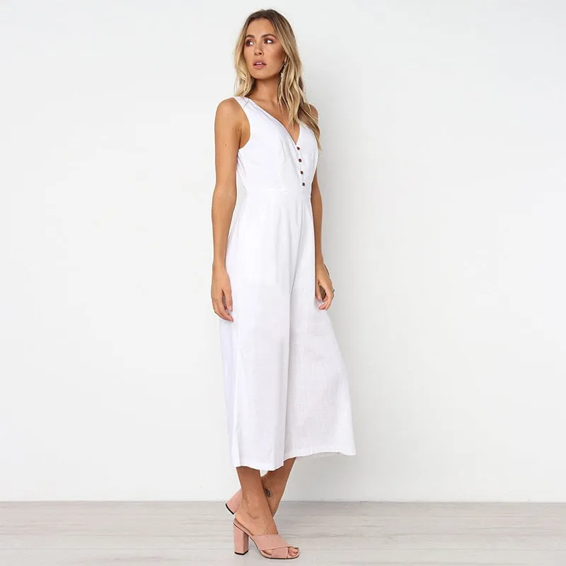 Casual Cotton Linen Jumpsuit