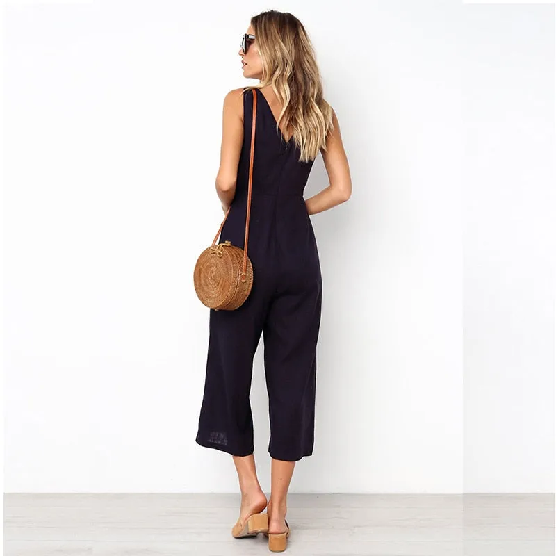 Casual Cotton Linen Jumpsuit