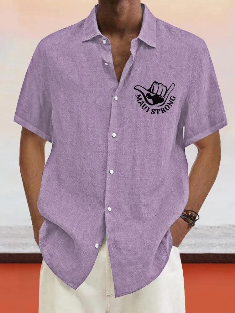 Casual Maui Print Cotton Linen Shirt