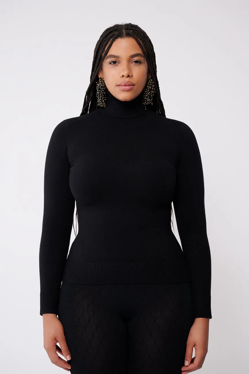 Coal Peachskin Long Sleeve Turtleneck