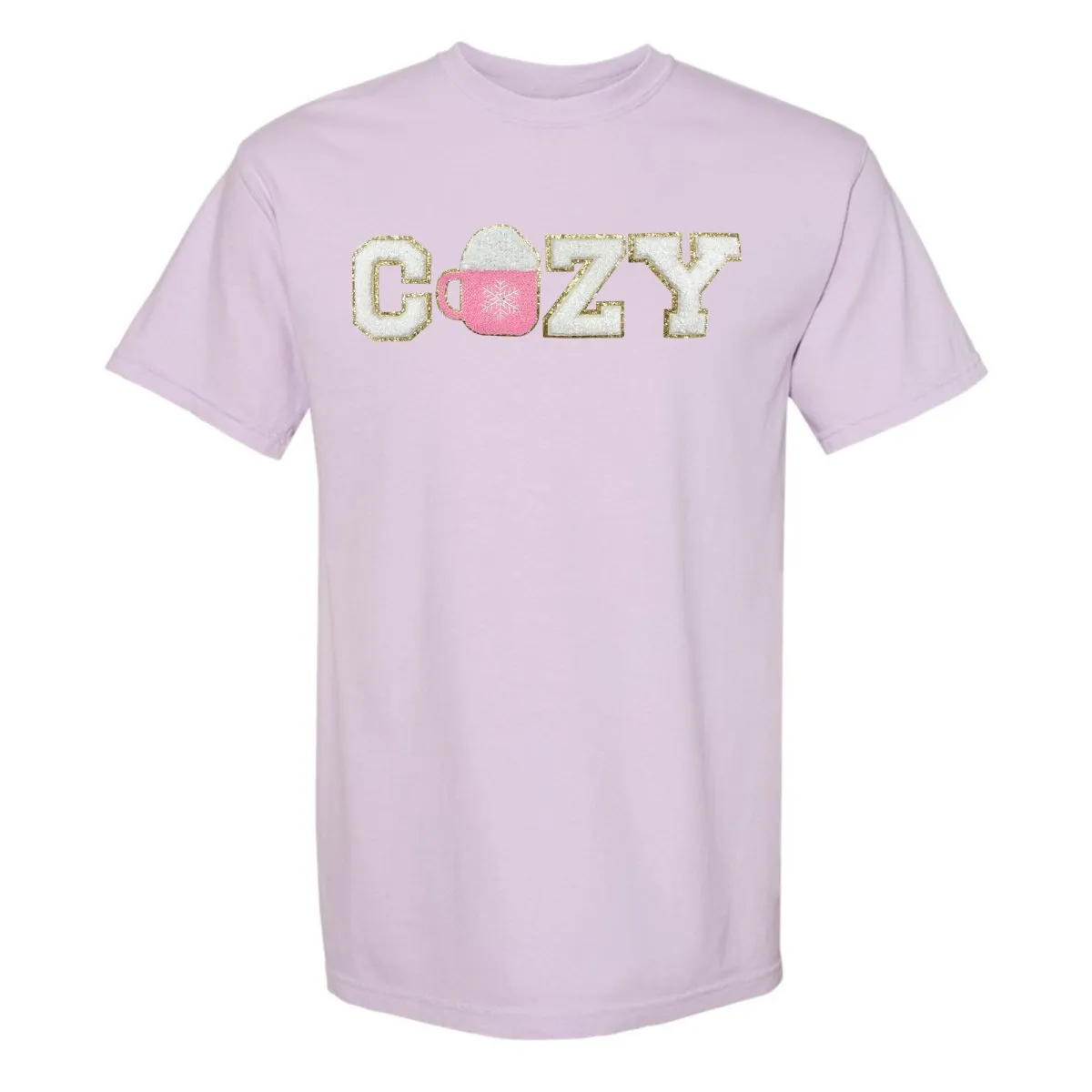 'Cozy' Letter Patch Tee