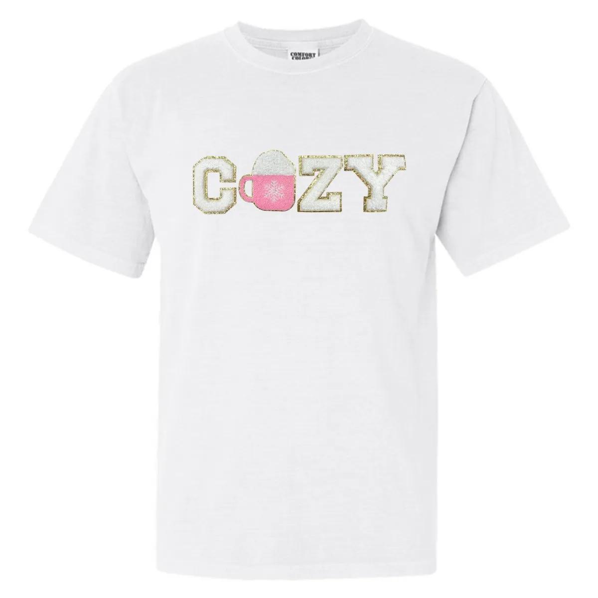 'Cozy' Letter Patch Tee